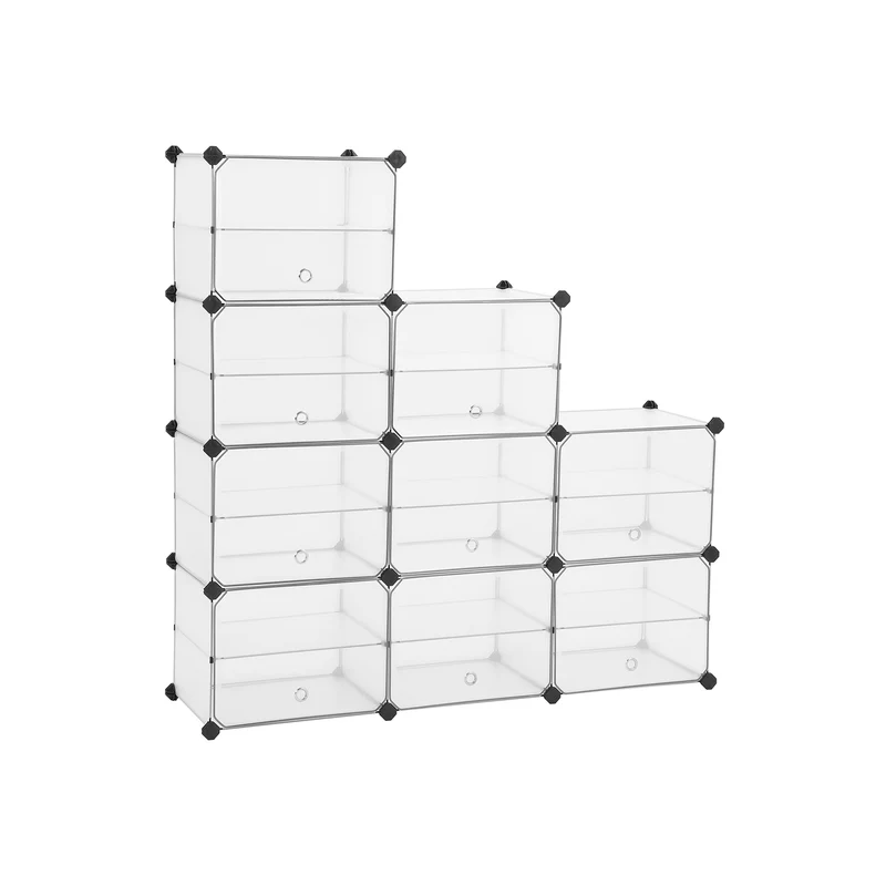 Armoire de rangement modulable pour chaussures 123 x 31 x 93 cm avec séparateurs design moderne en plastique blanc 12_0010028