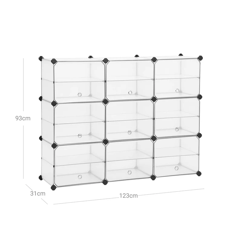 Armoire de rangement modulable pour chaussures 123 x 31 x 93 cm avec séparateurs design moderne en plastique blanc 12_0010028