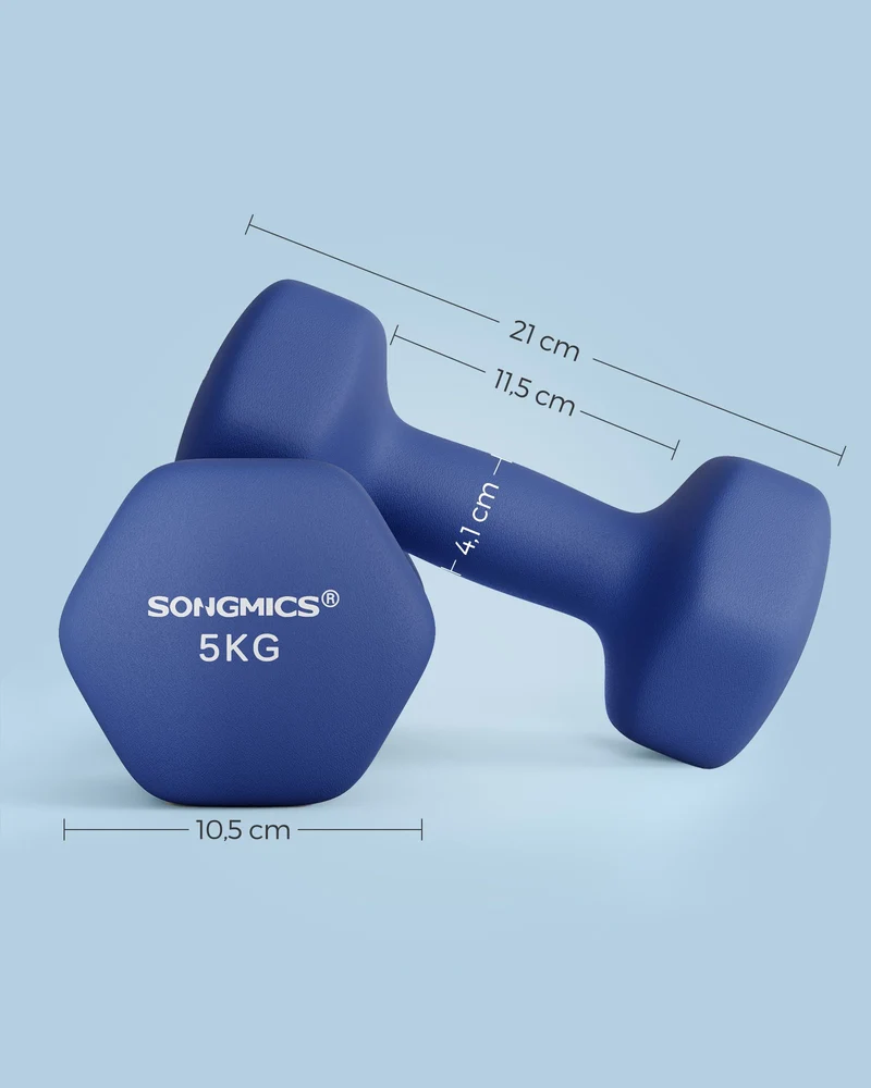 Lot de 2 haltères haltères hexagonaux avec surface en vinyle pour fitness exercice entraînement pour salle de sport domicile 12_0006239
