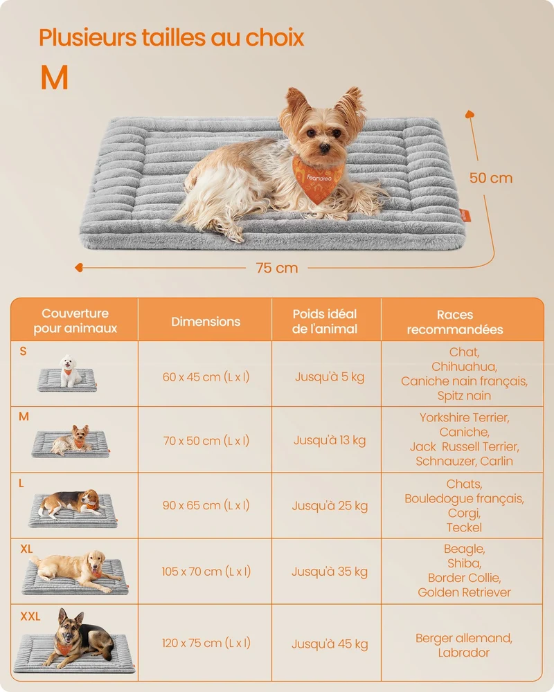 Couverture pour animaux 75 x 50 cm lavable en machine confort moderne cosy en tissu peluche gris 12_0012301