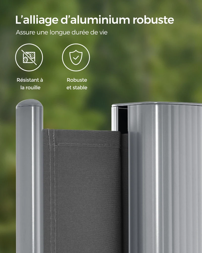 Store latéral brise-vue terrasse balcon 180 x 350 cm design moderne protection soleil en polyester gris anthracite 12_0008783