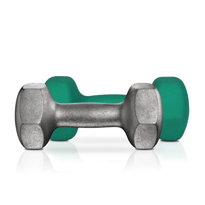 Lot de 2 haltères en fonte antiglisse 20,5 x 9,5 x 9 cm pour musculation à domicile style moderne en vinyle vert 12_0009997