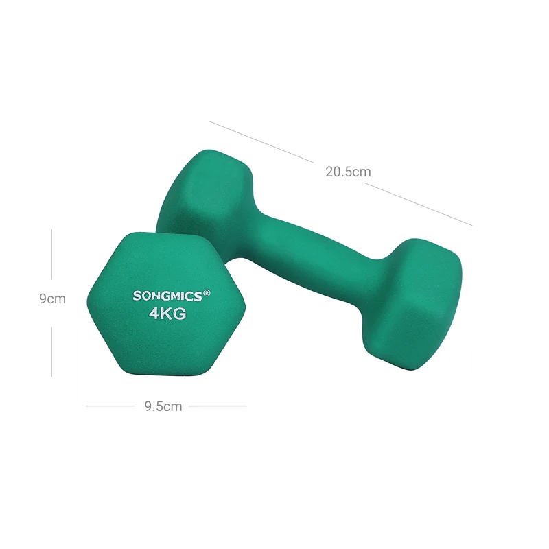 Lot de 2 haltères en fonte antiglisse 20,5 x 9,5 x 9 cm pour musculation à domicile style moderne en vinyle vert 12_0009997