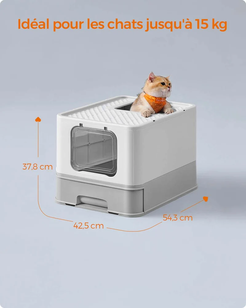 Bac à litière pour chat jusqu'à 15 kg pelle gris clair foncé 12_0007860
