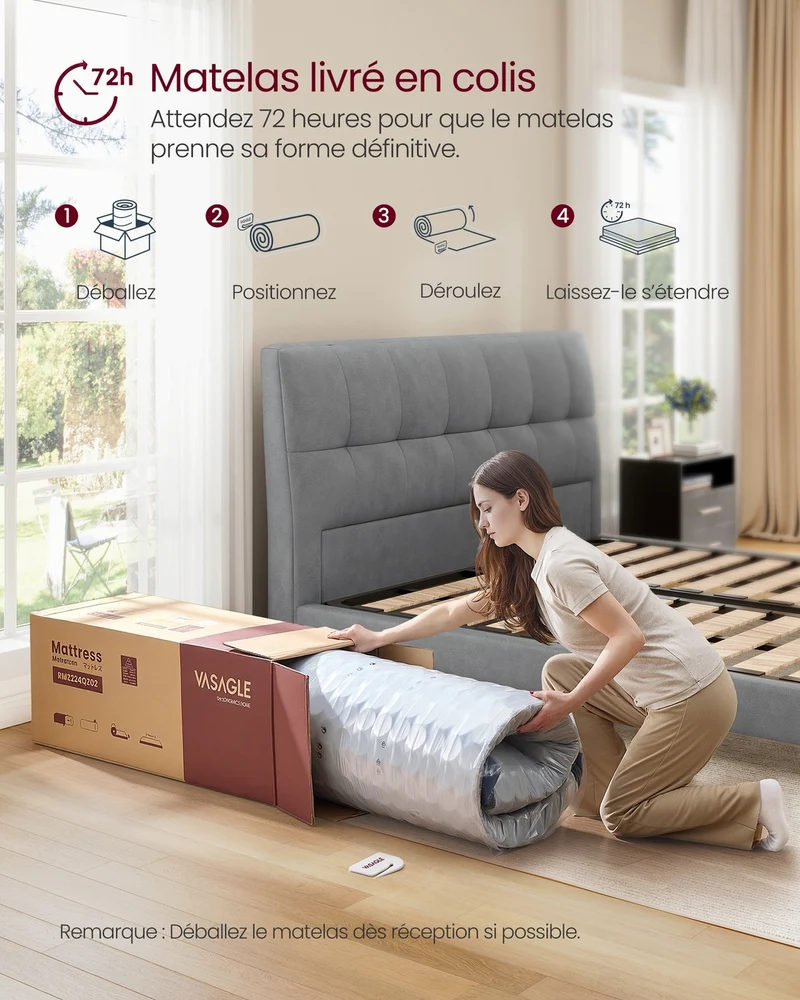Matelas hybride simple 90 x 190 x 20 cm soutien mi-ferme 7 zones confort optimal en mousse bleu 12_0012481