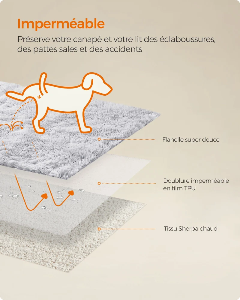 Couverture chien réversible protection canapé 102 x 73 cm confort doux style moderne en peluche gris ombré 12_0011208
