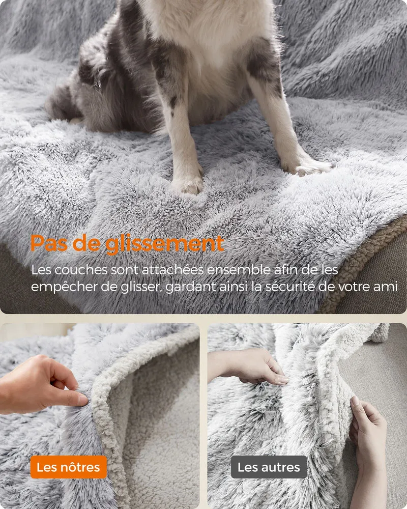 Couverture chien réversible protection canapé 102 x 73 cm confort doux style moderne en peluche gris ombré 12_0011208