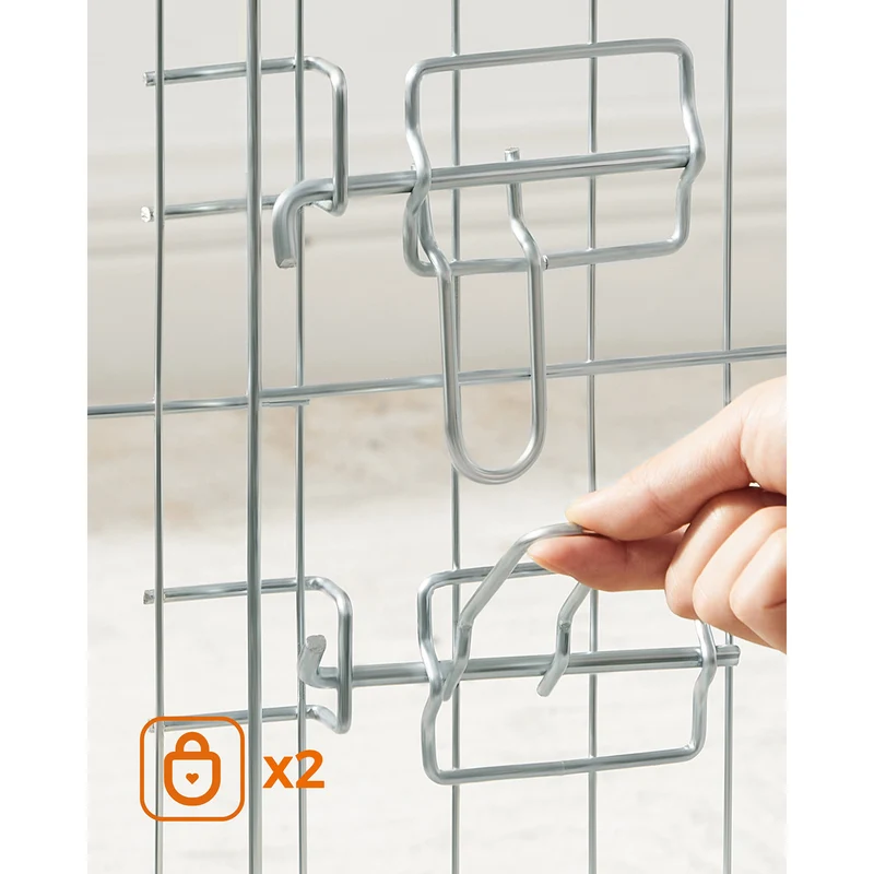 Parc pour animaux pliable enclos carré 122 x 122 x 61 cm utilisation extérieure ambiance cosy en acier argent 12_0010489