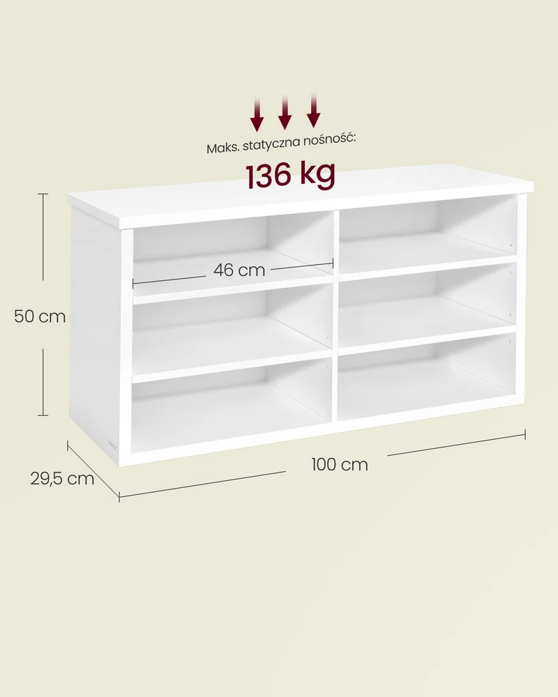Banc de rangement étagère à chaussures 29,5 x 100 x 50 cm style contemporain pour salon couloir en MDF blanc 12_0013177