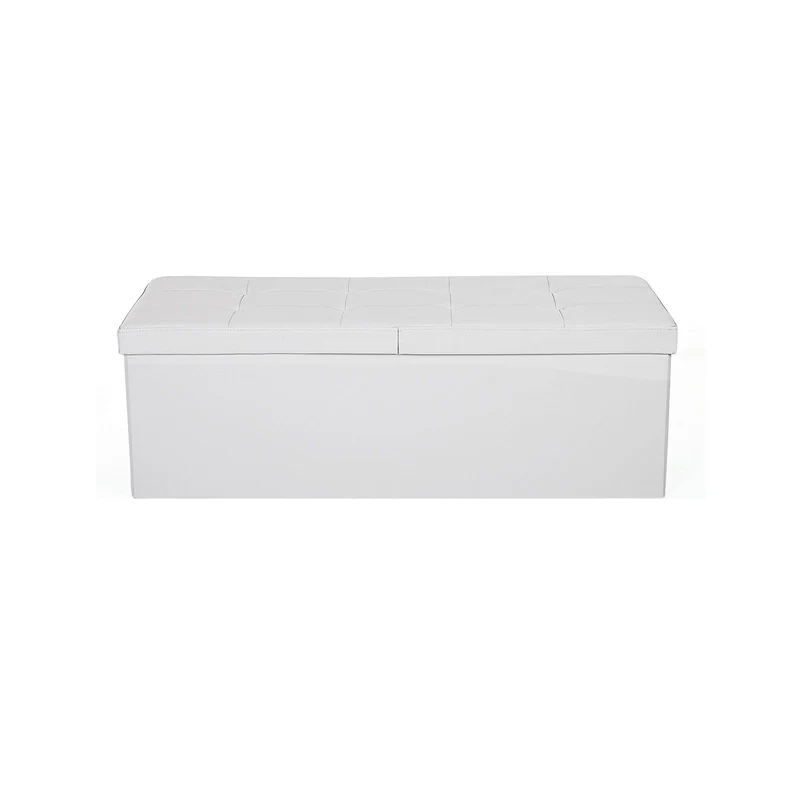 Coffre de rangement banc pliable 110 x 38 x 38 cm capacité 120 litres style moderne déco intérieur en MDF blanc 12_0008996