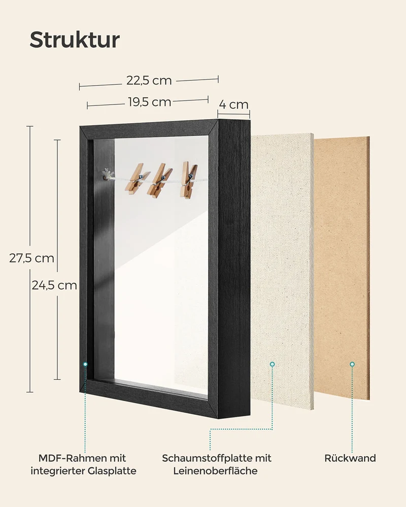 Cadre photo profond décoratif style scandinave bricolage 30 x 40 cm en MDF blanc 12_0009883