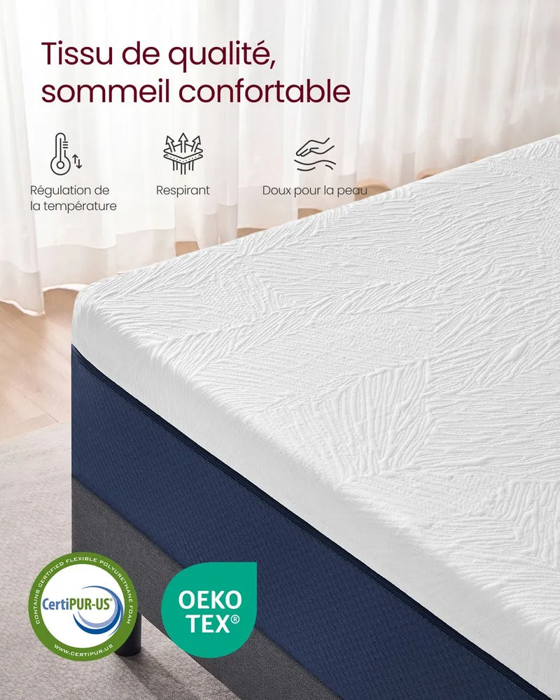 Matelas 160 x 200 cm 20 cm épaisseur soutien mi-ferme 7 zones housse amovible salon en mousse bleu 12_0013011