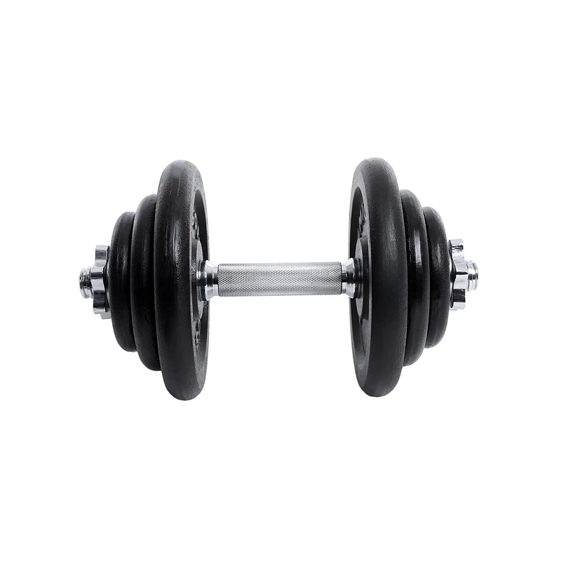 Lot de 2 haltères courts en fonte pour musculation complète 30 x 15 x 15 cm ergonomiques design noir 12_0009131