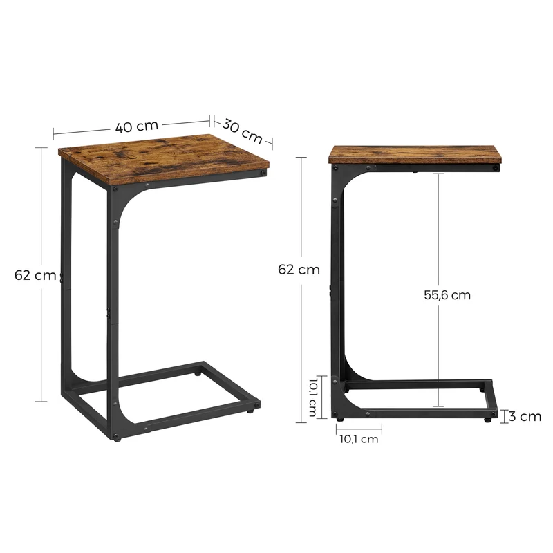 Table d'appoint style industriel pour salon chambre 40 x 30 x 62 cm en panneau d'aggloméré marron 12_0010511