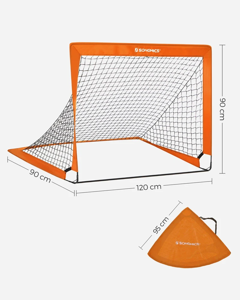 Lot de 2 cages de football pliables montage rapide jardin 90 x 120 x 90 cm en tissu oxford orange 12_0009743