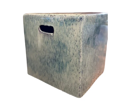 Tabouret Cubique Céramique Bleu Paon