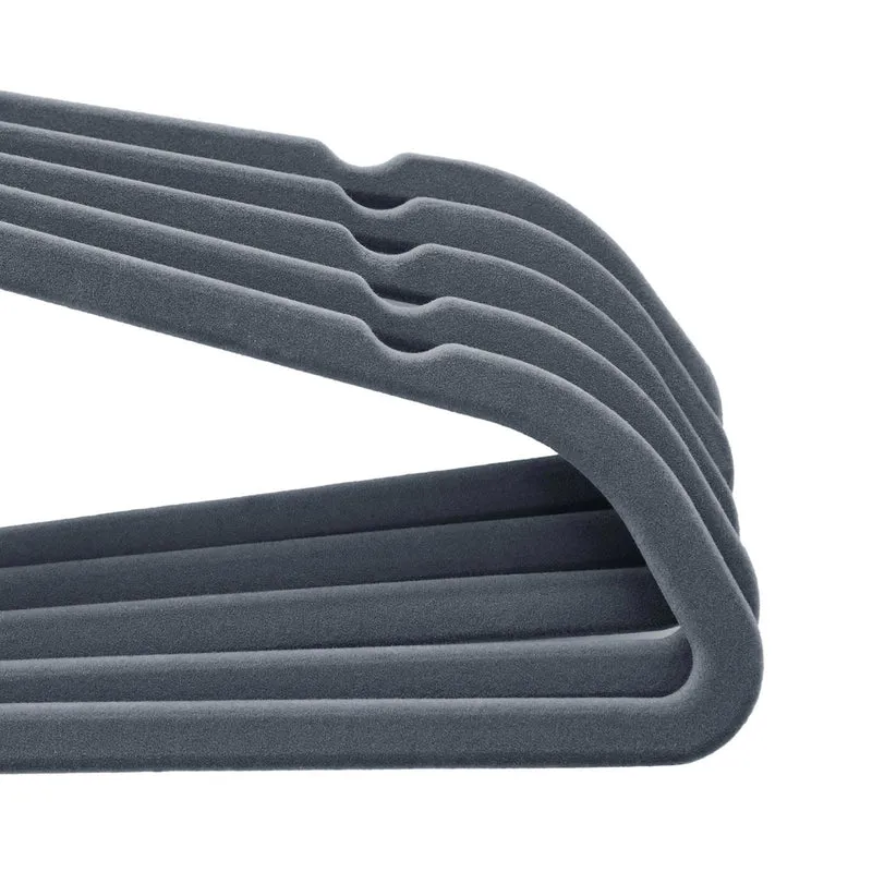 Lot de 100 cintres en velours peu encombrants antidérapants 45 x 23,5 x 0,6 cm style moderne en ABS gris clair 12_0008882
