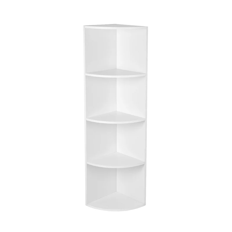 Étagère d'angle design moderne 30 x 30 x 129,5 cm pratique rangement déco salon en panneau de particules blanc 12_0008780