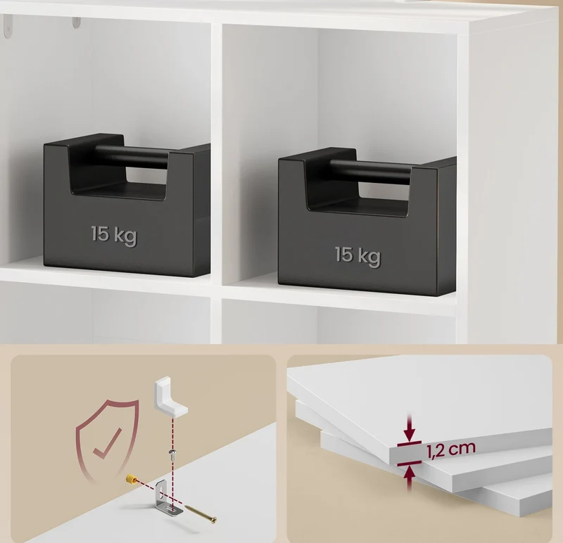 Bibliothèque étagère de rangement moderne salon bureau 119,6 x 24 x 77 cm design épuré en MDF blanc 12_0013095