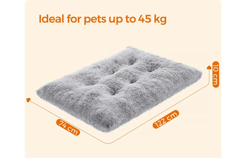 Panier pour chien moelleux lavable 122 x 74 cm épaisseur 10 cm ambiance cosy en tissu peluche gris clair 12_0011039