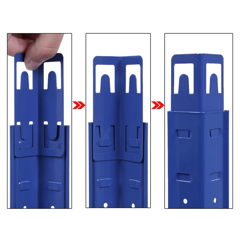 Étagère de rangement clipsable 150 x 75 x 30 cm 5 niveaux capacité 650 kg usage garage bureau en acier bleu 12_0008499