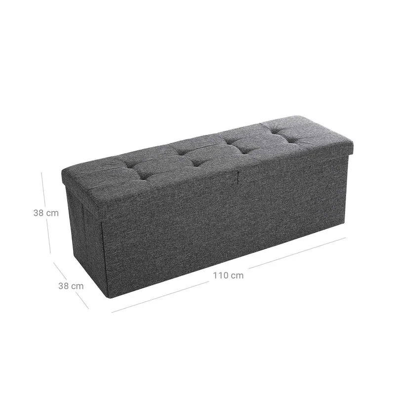 Coffre de rangement banquette 110 x 38 x 38 cm capacité 120 litres charge 300 kg style moderne en MDF gris foncé 12_0008381