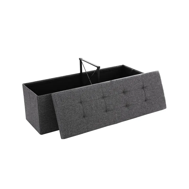 Coffre de rangement banquette 110 x 38 x 38 cm capacité 120 litres charge 300 kg style moderne en MDF gris foncé 12_0008381