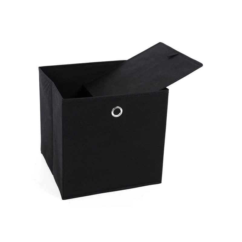 Lot de 6 boîtes tiroirs en tissu cube de rangement pliable coffre pour linge jouets vêtement 30 x 30 x 30 cm noir rfb02h-3 12_0003317