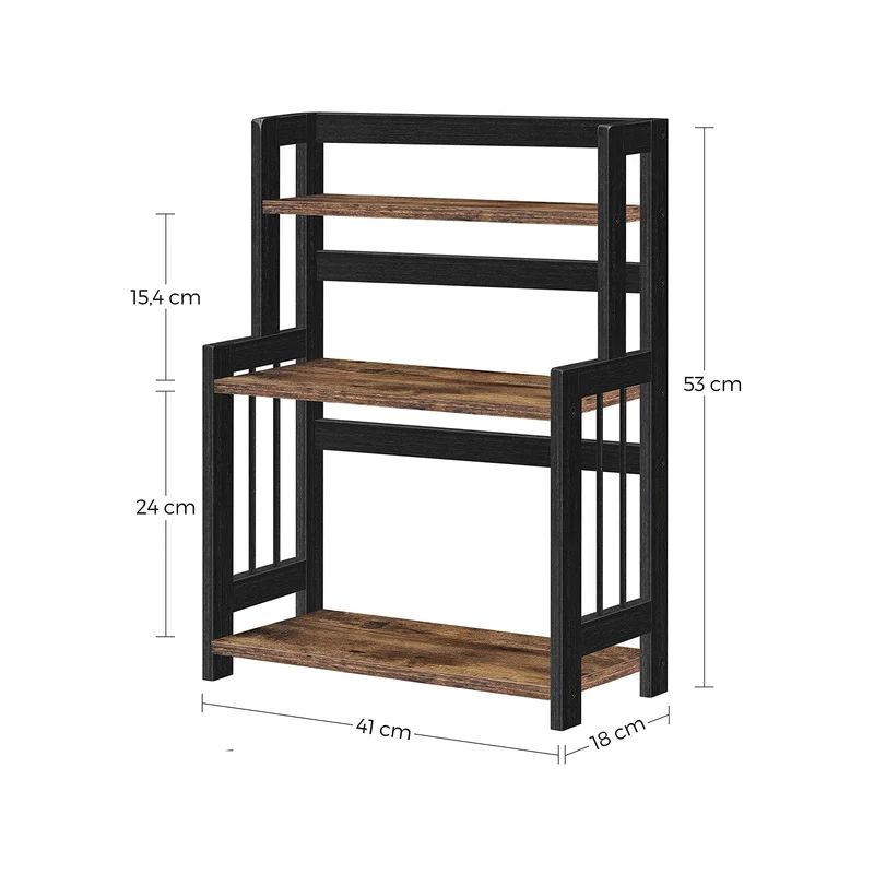 Étagère à épices à 3 niveaux cuisine bureau 41 x 18 x 53 cm design rustique en MDF marron 12_0010731