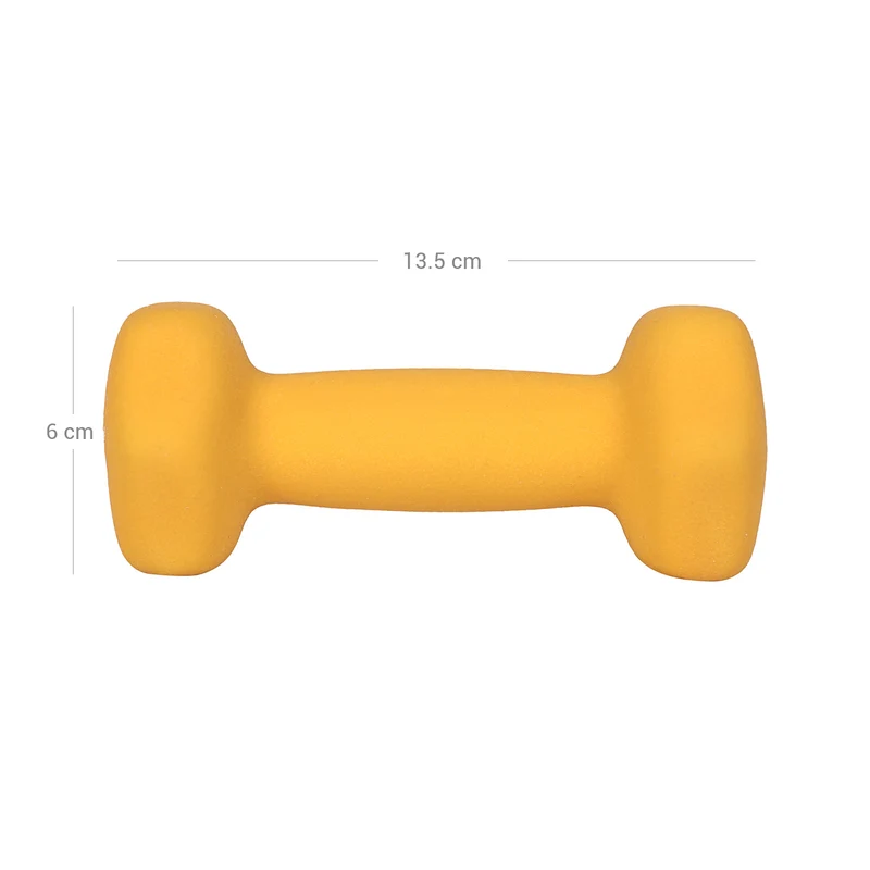 Lot de 2 haltères courtes ergonomiques yoga cardio 30 x 15 x 15 cm en vinyle jaune 12_0009552