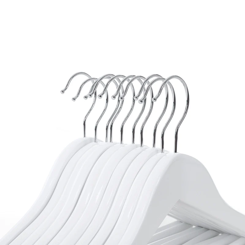 Cintres pour enfant en bois lot de 20 avec encoches et barre antiglisse avec encoches pivotantes à 360° longueur 35 cm blanc 12_0005112