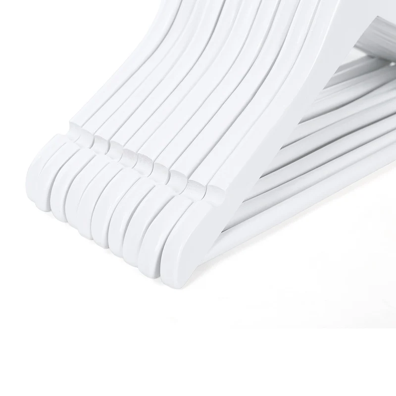 Cintres pour enfant en bois lot de 20 avec encoches et barre antiglisse avec encoches pivotantes à 360° longueur 35 cm blanc 12_0005112