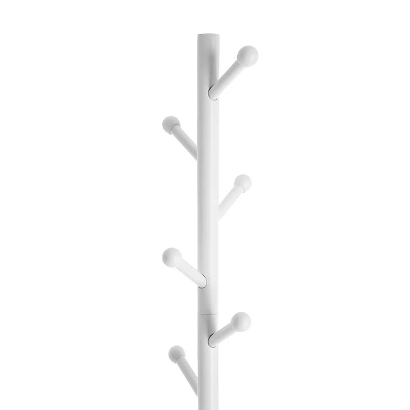 Portemanteau sur pieds avec 7 crochets arrondis pour manteaux et chapeaux 38 x 175 cm en bois blanc 12_0009881