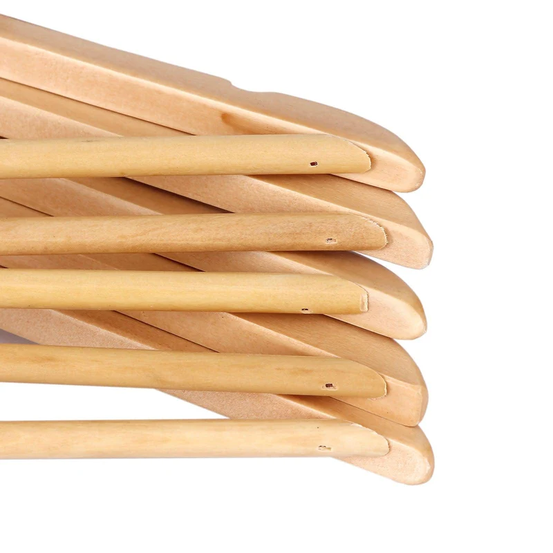 Cintres pour enfant lot de 20 35 cm en bois massif avec encohces et barre antiglisse avec piquets rotatifs à 360° naturel crw006-20 12_0003471