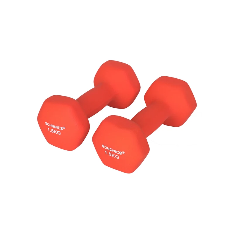 Lot de 2 haltères courtes ergonomiques entraînement fitness 7 x 15 cm en vinyle orange 12_0009374
