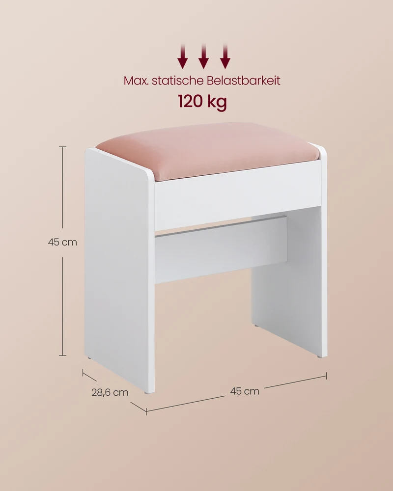 Coiffeuse moderne avec grand miroir lumineux réglable 40 x 118,3 x 145 cm ambiance épurée en panneau d’aggloméré blanc 12_0011206