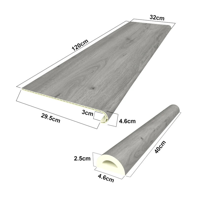 Lot de 2 revêtements d'escalier 120 x 32 cm effet chêne gris 03_0009698