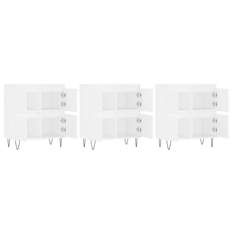 Buffet bahut commode armoire meuble de rangement organisateur cuisine salle de séjour salons 3 pcs bois d'ingénierie blanc 02_0037000
