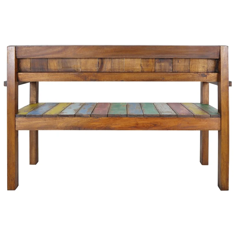 Banc banquette 115 x 51 x 80 cm bois de récupération massif 02_0011009
