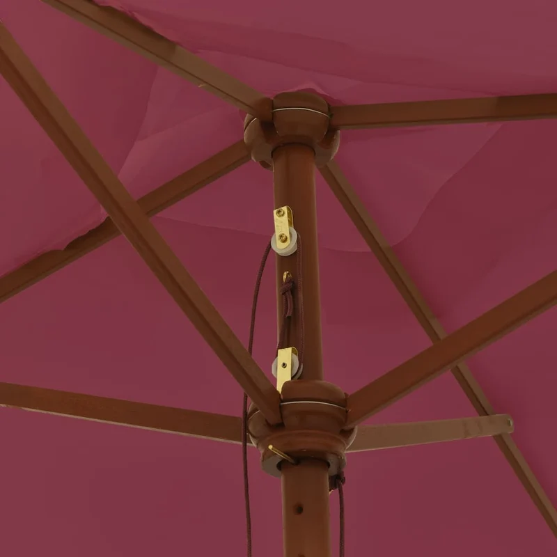 Parasol de jardin avec mât en bois 198 x 198 x 231 cm bordeaux rouge 02_0008348