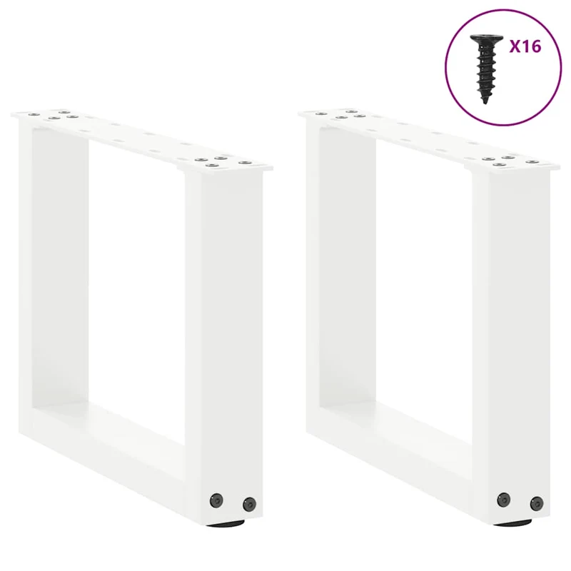 Lot de 2 pieds de table basse en U 30 x 30 cm fonctionnels modernes avec niveleurs en acier blanc 02_0057369