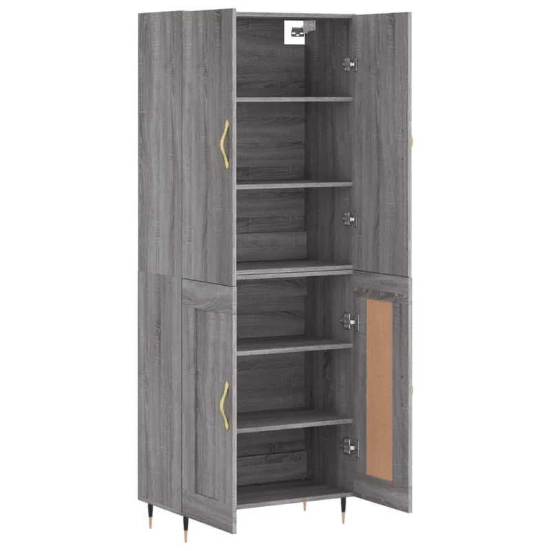 Buffet bahut commode armoire meuble de rangement organisateur cuisine salle de séjour salon haut sonoma 69,5 x 34 x 180 cm bois d'ingénierie gris 02_0035472