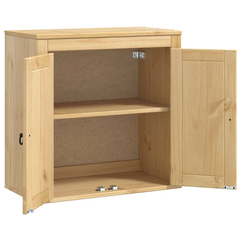 Armoire rectangulaire moderne avec étagère 60 x 32 x 60 cm rangements pratiques salon en pin massif miel 02_0058887
