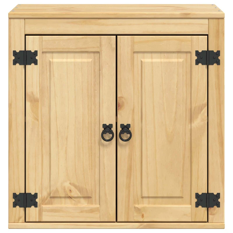 Armoire rectangulaire moderne avec étagère 60 x 32 x 60 cm rangements pratiques salon en pin massif miel 02_0058887