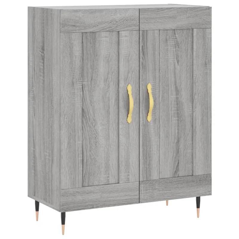 Buffet bahut commode armoire meuble de rangement organisateur cuisine salle de séjour salon haut sonoma 69,5 x 34 x 180 cm bois d'ingénierie gris 02_0035601