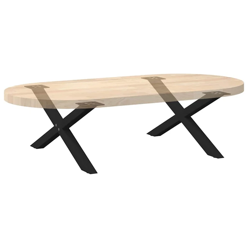 Lot de 2 pieds de table basse en forme de X 70 x 30 cm structure robuste design moderne en acier noir 02_0057159