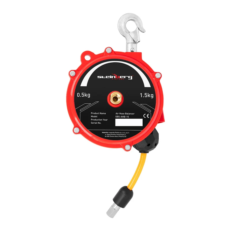 Enrouleur équilibreur de charge pneumatique compensateur air comprimé à ressort (0,5 - 1,5 kg, longueur de flexible : 1,3 m, taille du flexible : 8 x 12 mm) 14_0006797