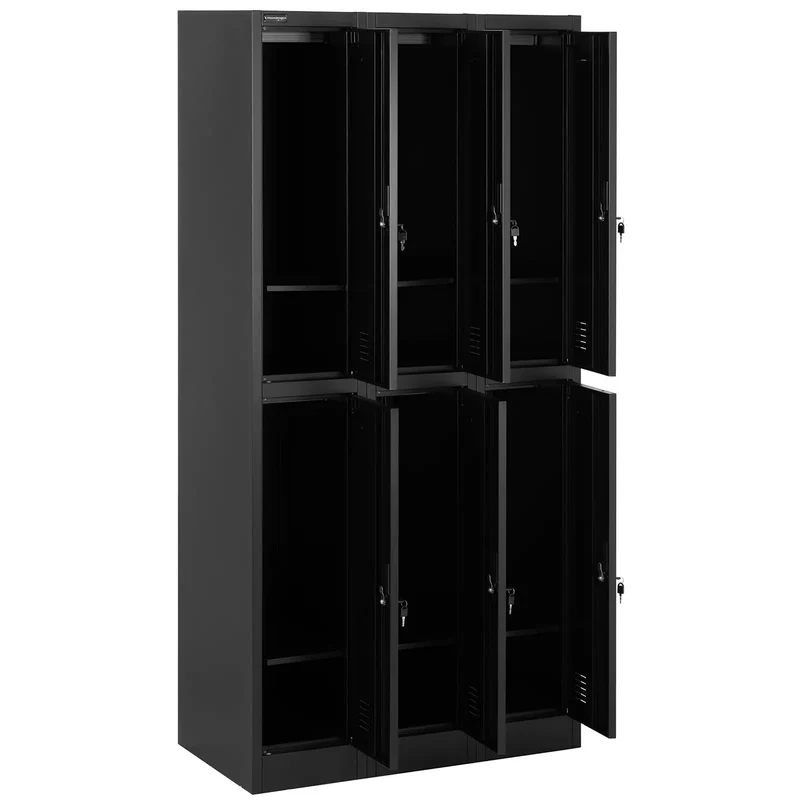 Casier vestiaire métallique 6 étagères verrouillable 200 kg acier anthracite noir 14_0008548