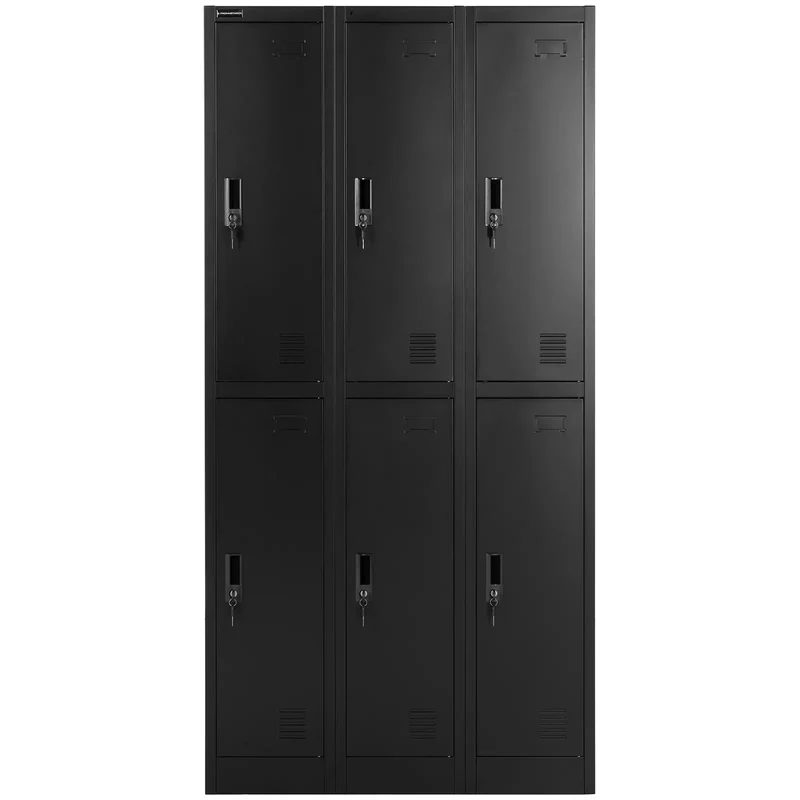 Casier vestiaire métallique 6 étagères verrouillable 200 kg acier anthracite noir 14_0008548