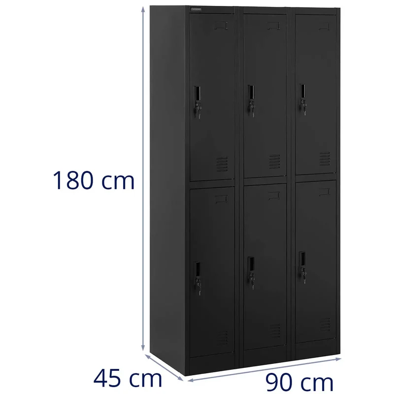 Casier vestiaire métallique 6 étagères verrouillable 200 kg acier anthracite noir 14_0008548